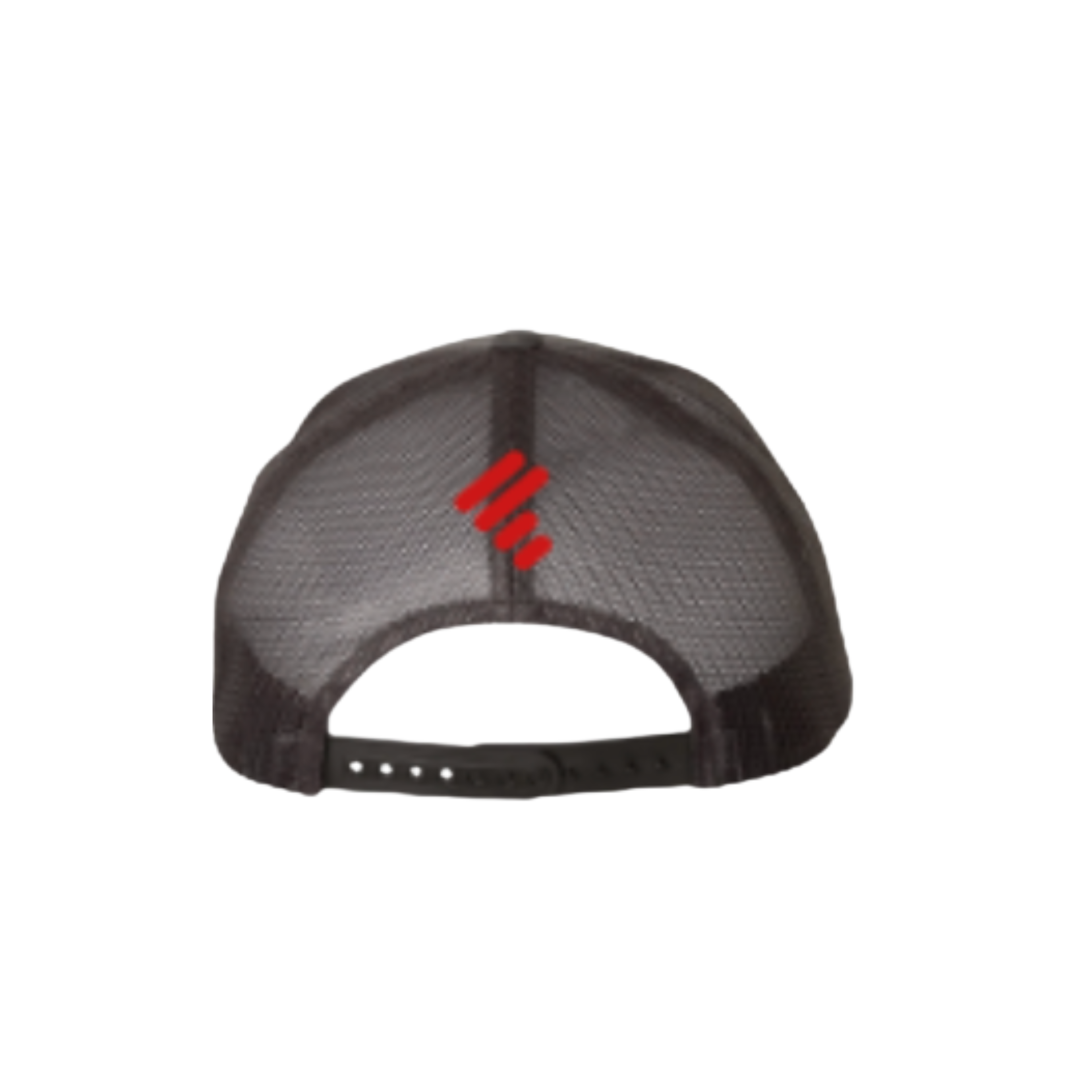Black Trucker Hat w/Red Puff Embroidery Logo (Front)/Unity Mark (Back)