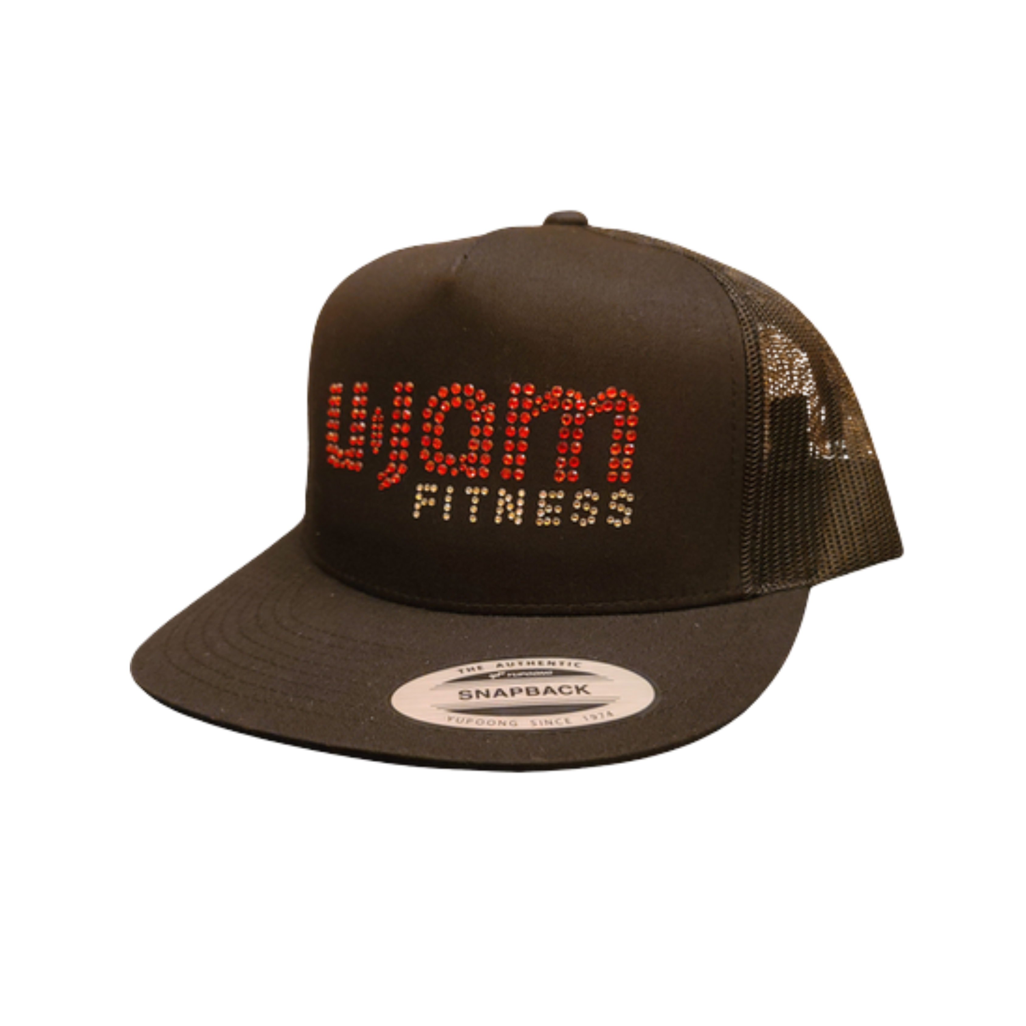 Black Trucker Hat w/Mesh Red and Clear Bling U-Jam Fitness Logo