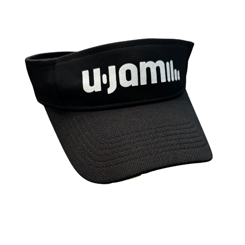 Black Visor with White Glitter U-Jam Logo