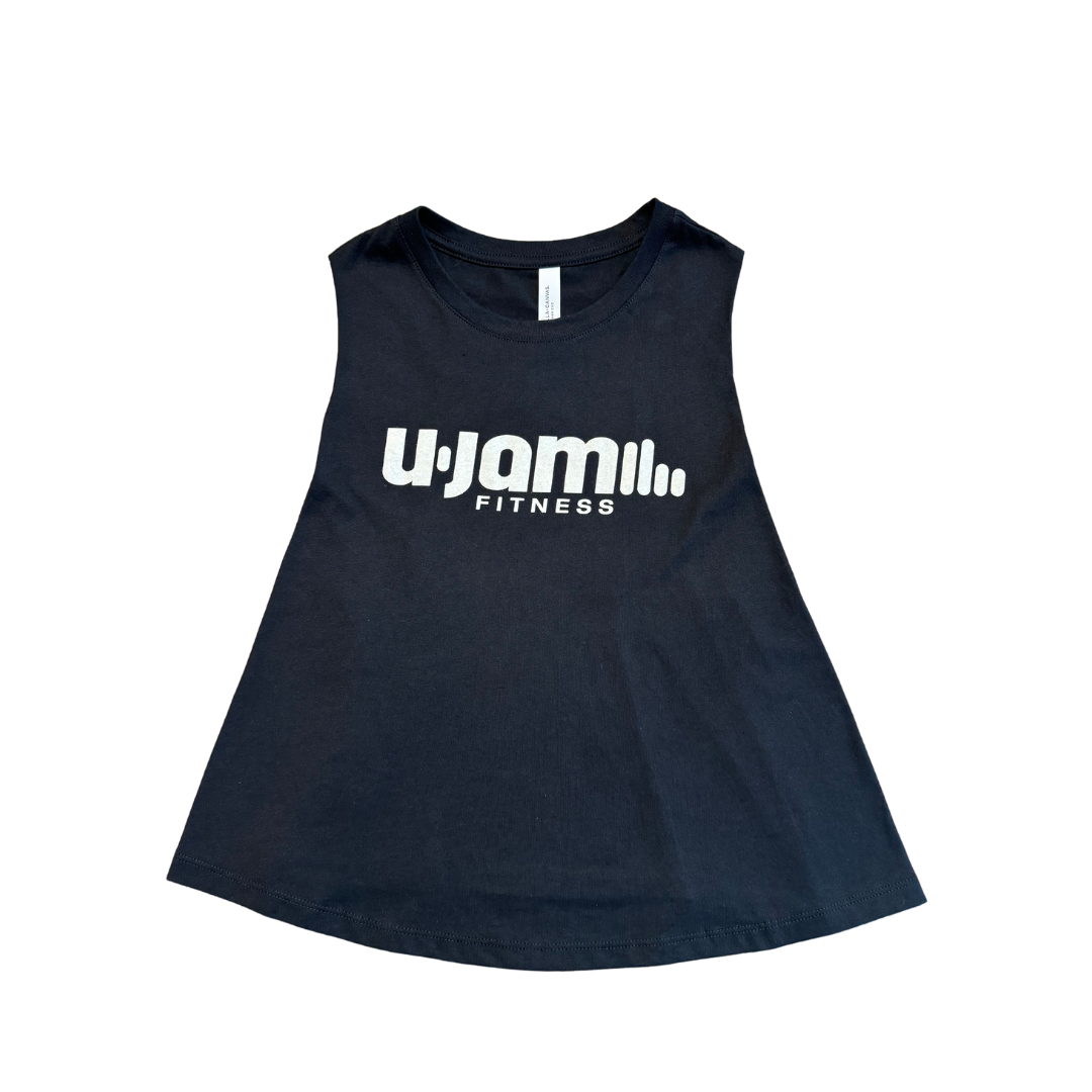 Black Premium Crop Muscle Tee with U-Jam Logo
