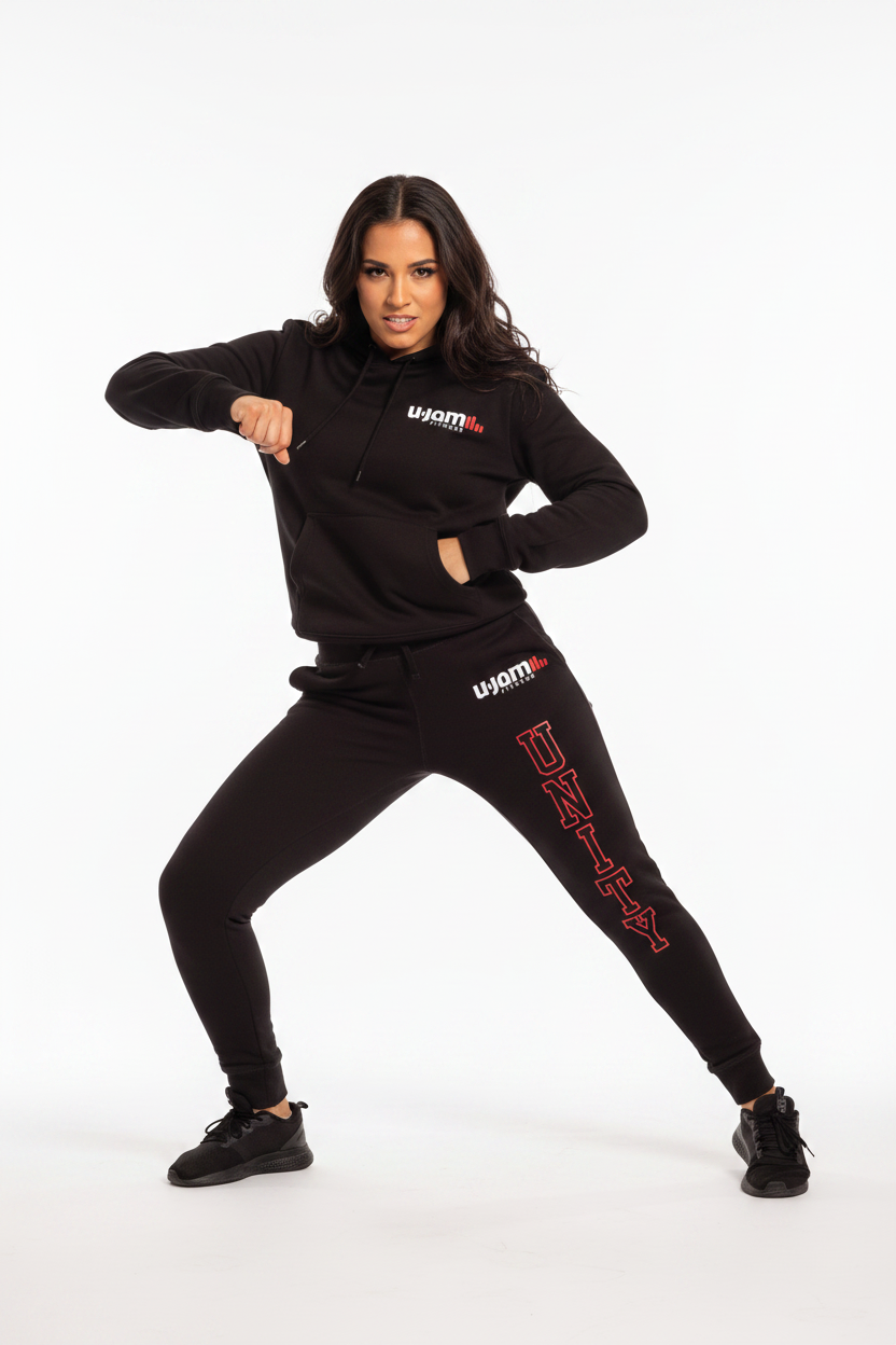 Premium Black Joggers with U-Jam Logo and Unity Down Leg