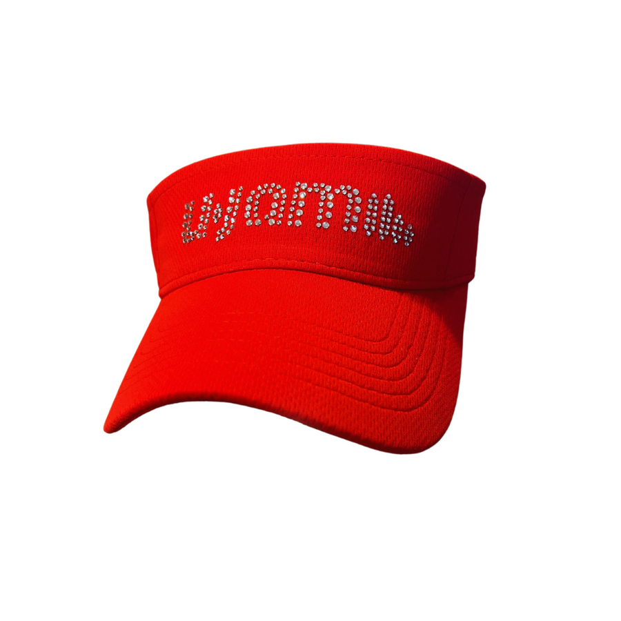 Red Visor w/Clear Rhinestone Logo