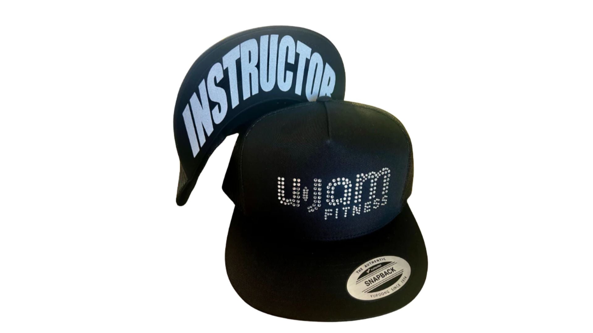 Rhinestone Trucker Hat C-STC38 UJ Logo INSTRUCTOR White Under Bill