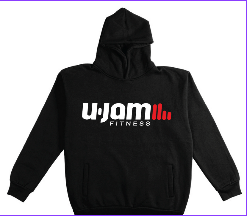 Premium Black Hoodie w/Red & White U-Jam Logo
