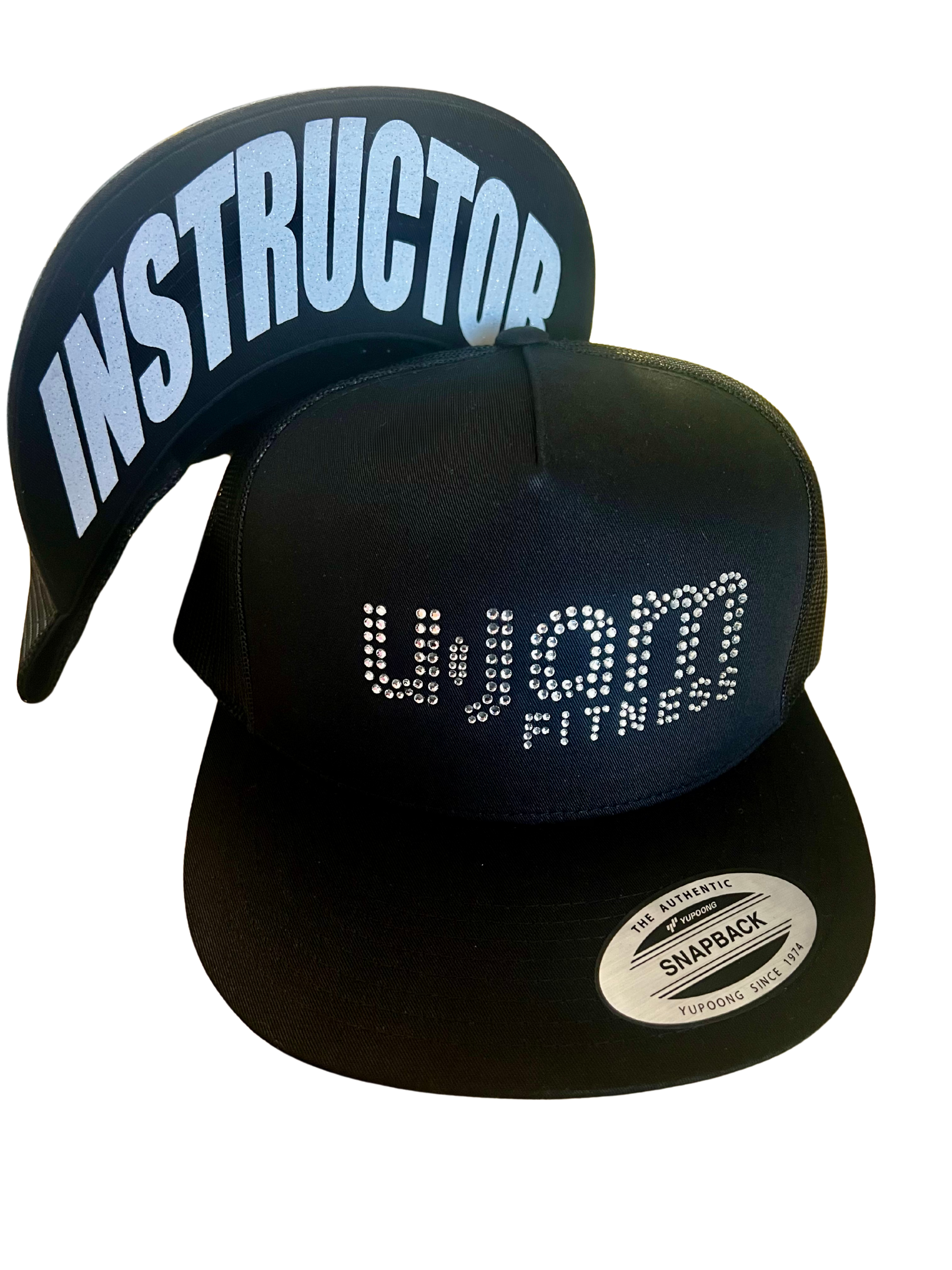 Rhinestone Trucker Hat C-STC38 UJ Logo INSTRUCTOR White Under Bill