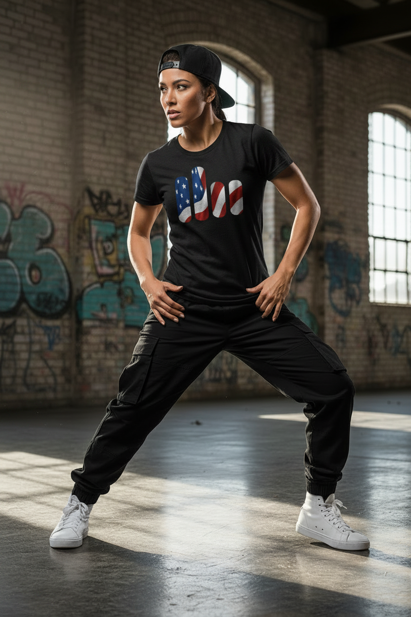 U-Jam American Flag/Unity Logo Black Tee Shirt