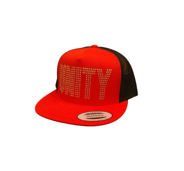 Red Flatbill w/Black Mesh and Unity Bling