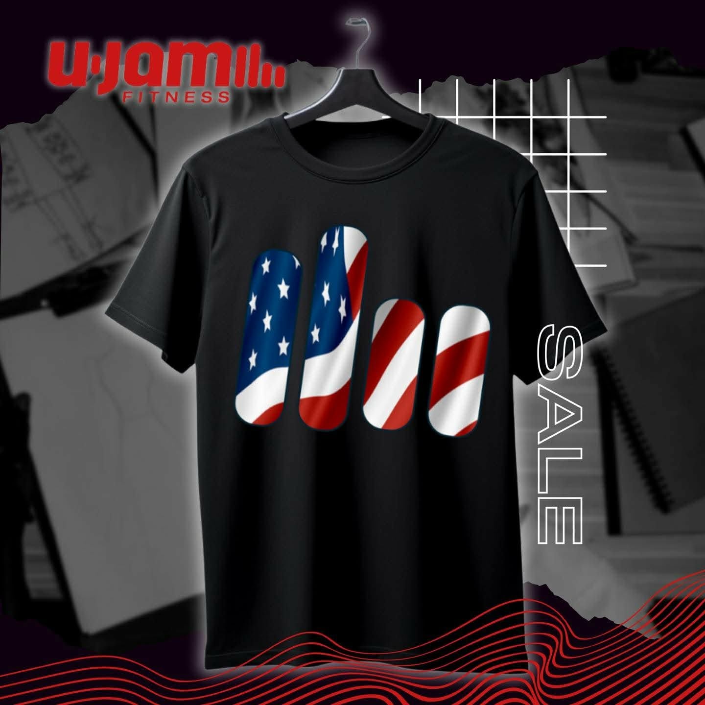 U-Jam American Flag/Unity Logo Black Tee Shirt