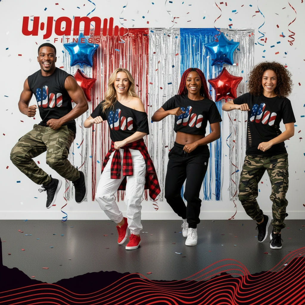 U-Jam American Flag/Unity Logo Black Tee Shirt