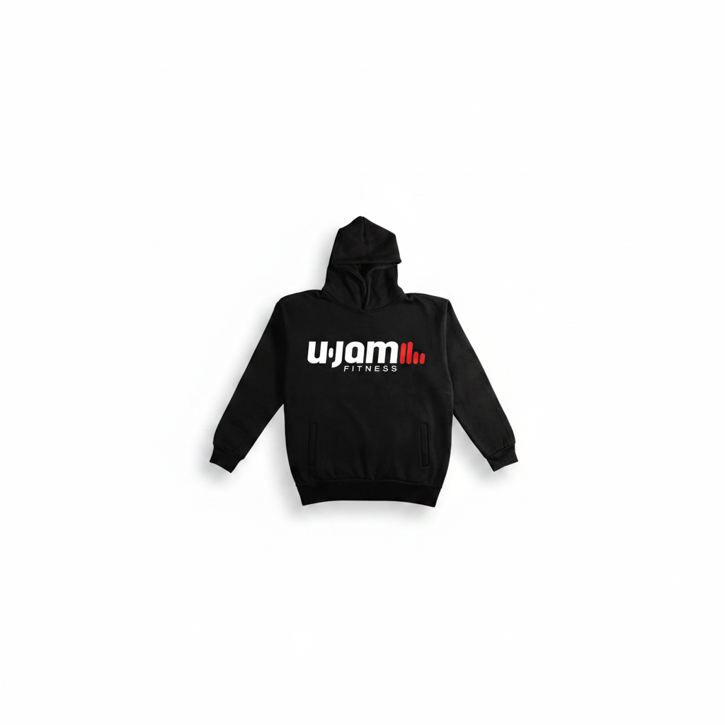 Premium Black Hoodie w/Red & White U-Jam Logo